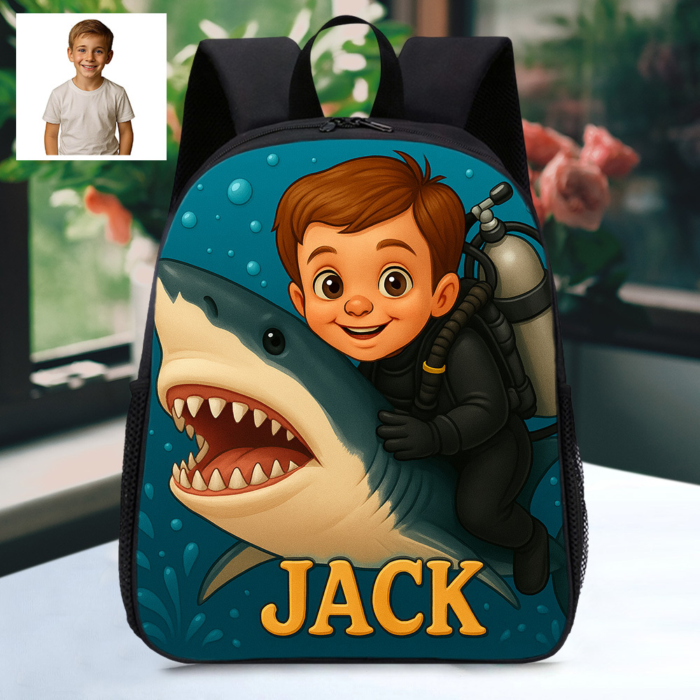 Personalisierter Kinder Rucksack Mit Foto Cartoon Und Name Individuell