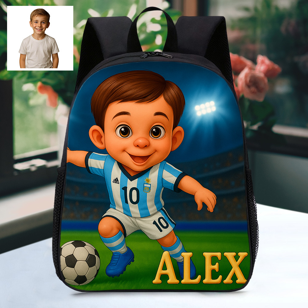 Personalisierter Kinder Rucksack Mit Foto Cartoon Und Name Strapazierf