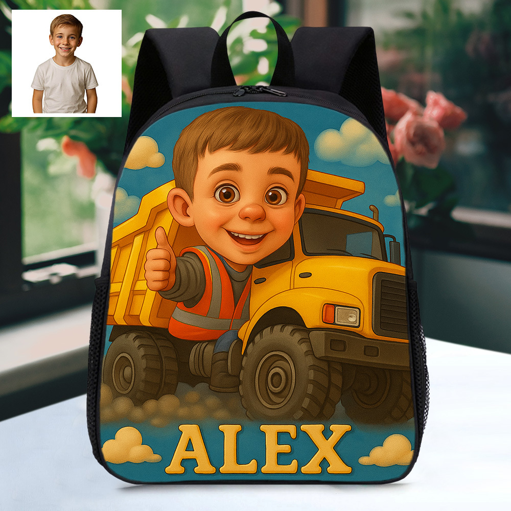 Personalisierter Kinder Rucksack Mit Name Und Foto Cartoon Individueller Schulranzen Zum Schulanfang Geschenk
