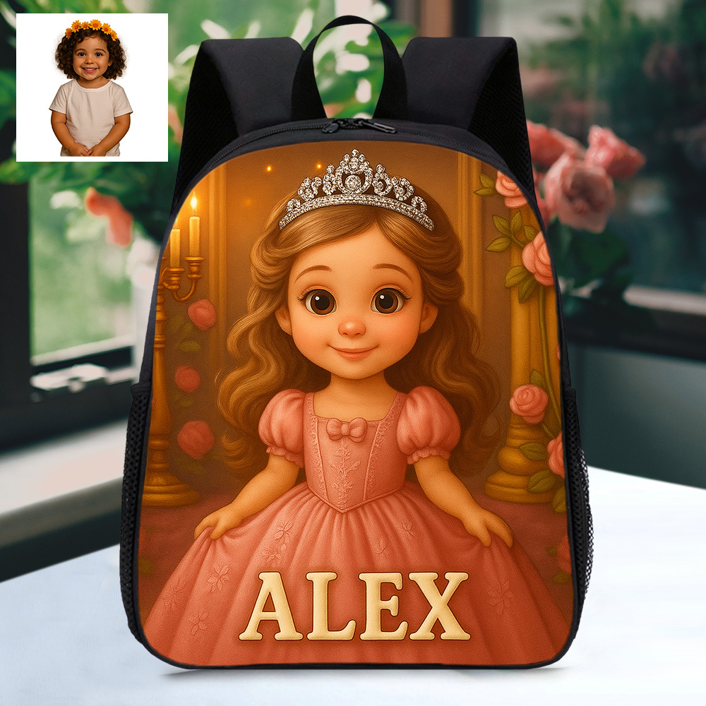 Personalisierter Kinder Rucksack Mit Foto Und Name Cartoon Portrait Schulranzen Back To School Geschenk Für Mädchen