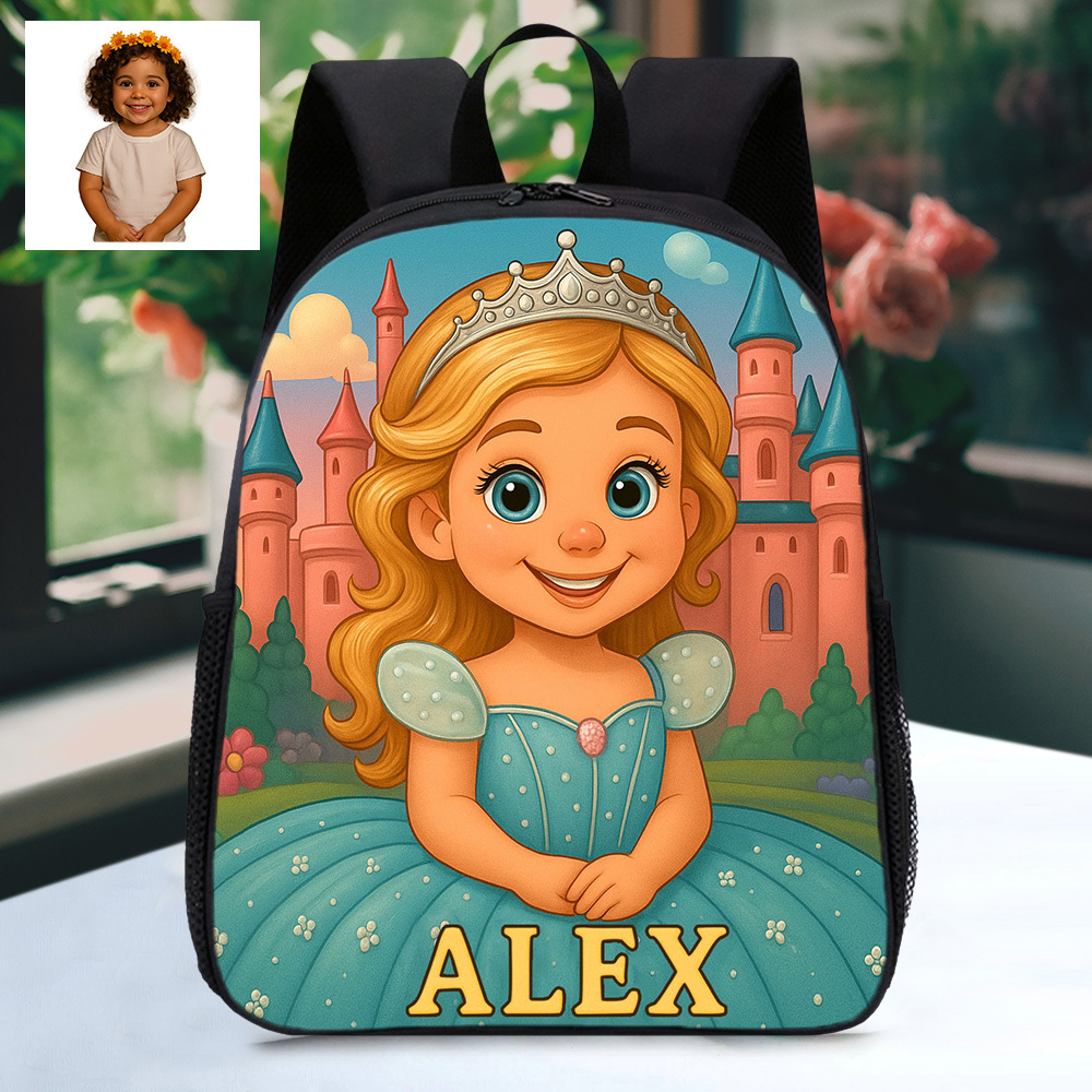 Personalisierter Kinder Rucksack Mit Foto Und Name Cartoon Portrait Schulranzen Back To School Geschenk Für Mädchen