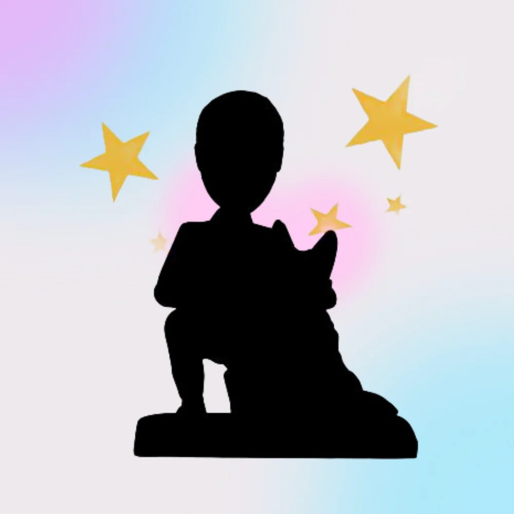 Vollständig Anpassbarer Wackelkopf Mann Und Haustier Mit Graviertem Text