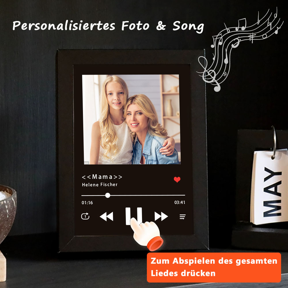 Fotorahmen mit Musik Personalisiert Ganzes Lied Musikrahmen Individueller Musikplayer (Spielt Ganzes Lied)