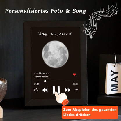 Individueller Musikrahmen mit Mondmotiv Geburtsdatum und vollständiger Songwiedergabe