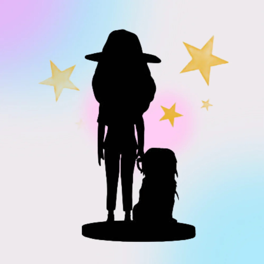 Vollständig Anpassbarer Wackelkopf Frau Und Haustier Mit Graviertem Text