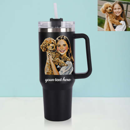 Personalisierter Edelstahl Tumbler mit Griff 1,2L Foto Becher