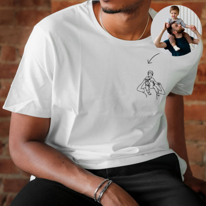 Personalisiertes Vatertag Shirt Mit Linienzeichnung Porträt Nach Foto Geschenk Für Papa