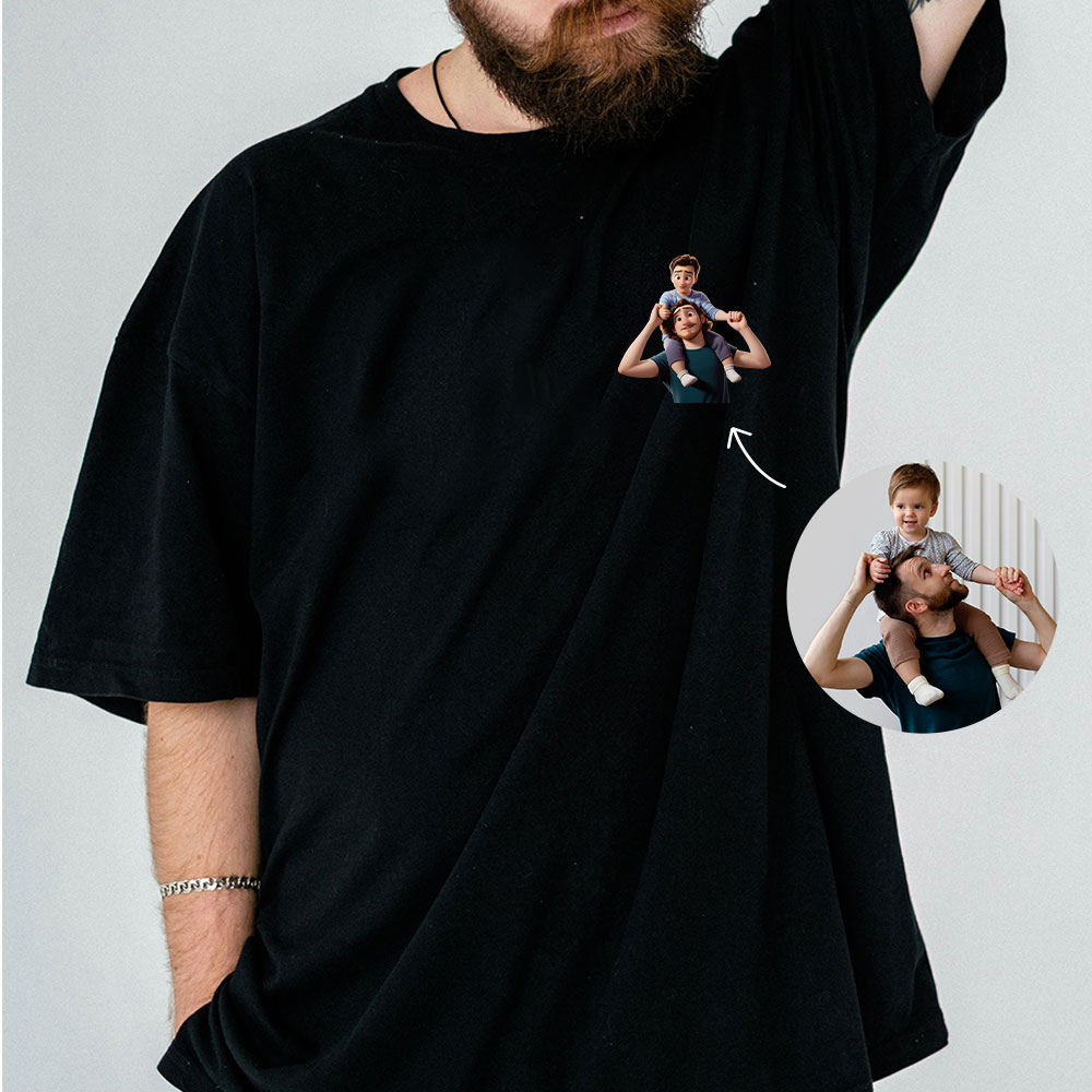 Personalisiertes Vatertag Shirt Mit Linienzeichnung Porträt Nach Foto Geschenk Für Papa