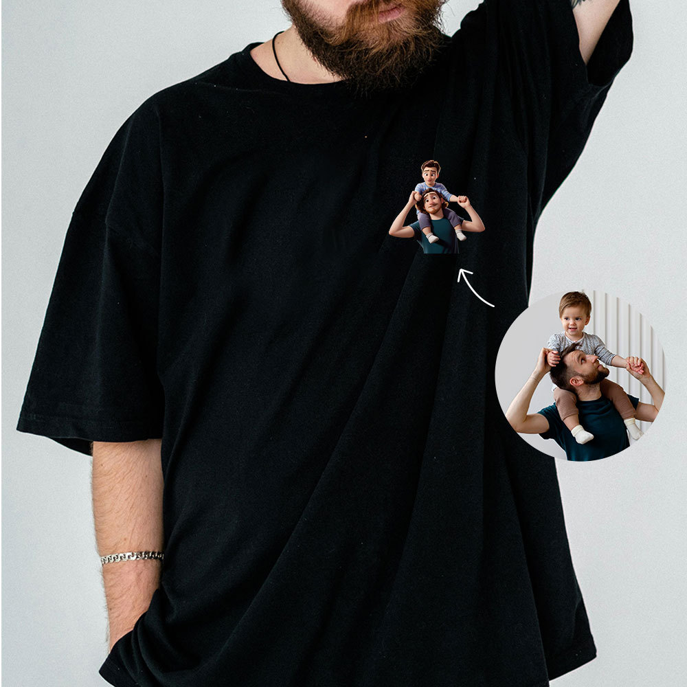 Personalisiertes Vatertag Shirt Mit Linienzeichnung Porträt Nach Foto Geschenk Für Papa