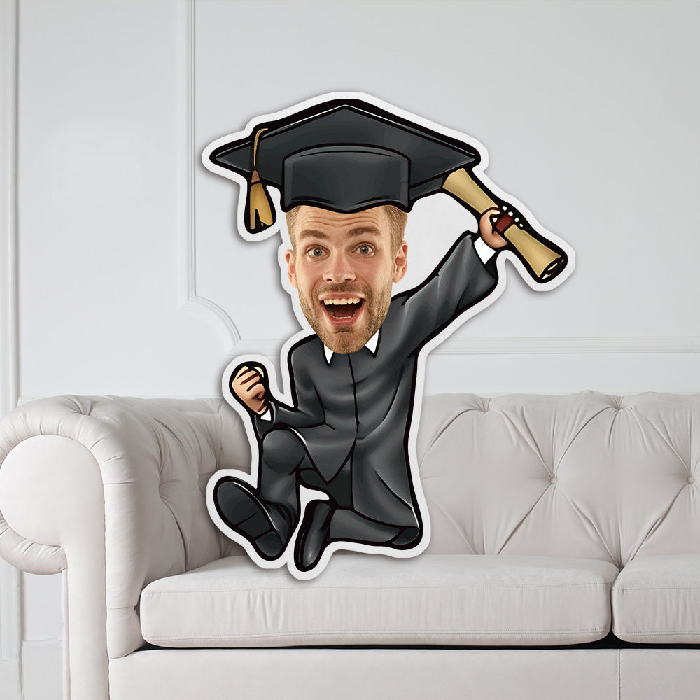 Graduation Geschenk Für Sohn Oder Tochter Abschlusskissen Mit Foto Im Talar Personalisierte Gesichtskissen