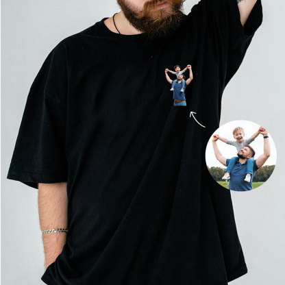 Personalisiertes Vatertag Shirt Mit Linienzeichnung Porträt Nach Foto Geschenk Für Papa