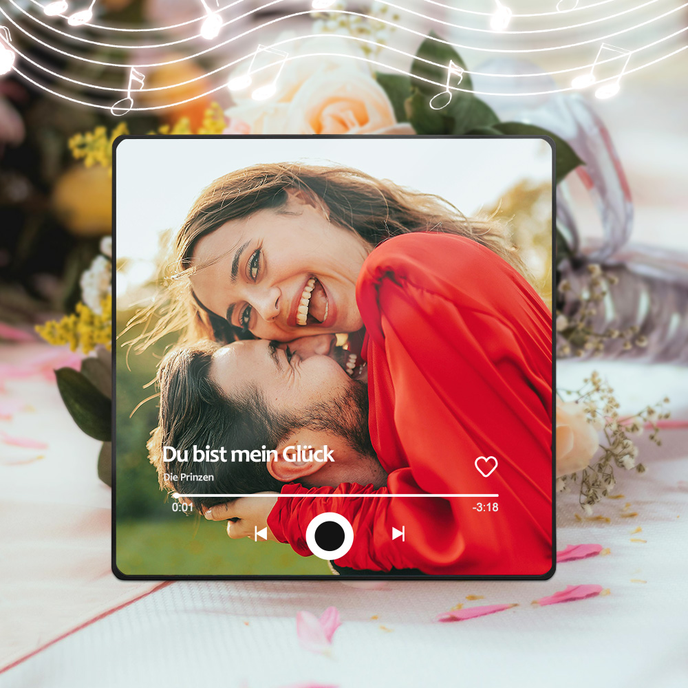 Personalisierter Kühlschrankmagnet mit Foto und Liebessong zum direkten Abspielen