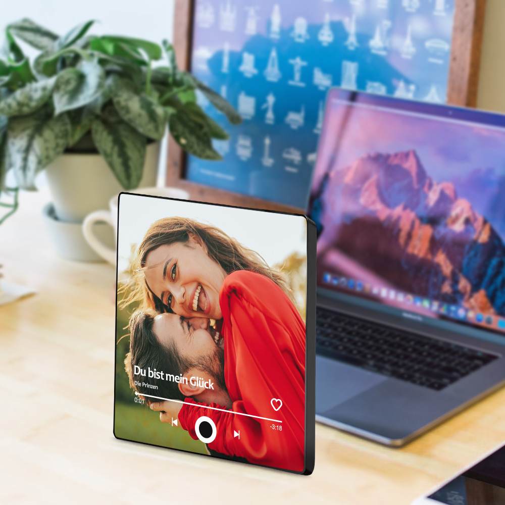 Personalisierter Kühlschrankmagnet mit Foto und Liebessong zum direkten Abspielen