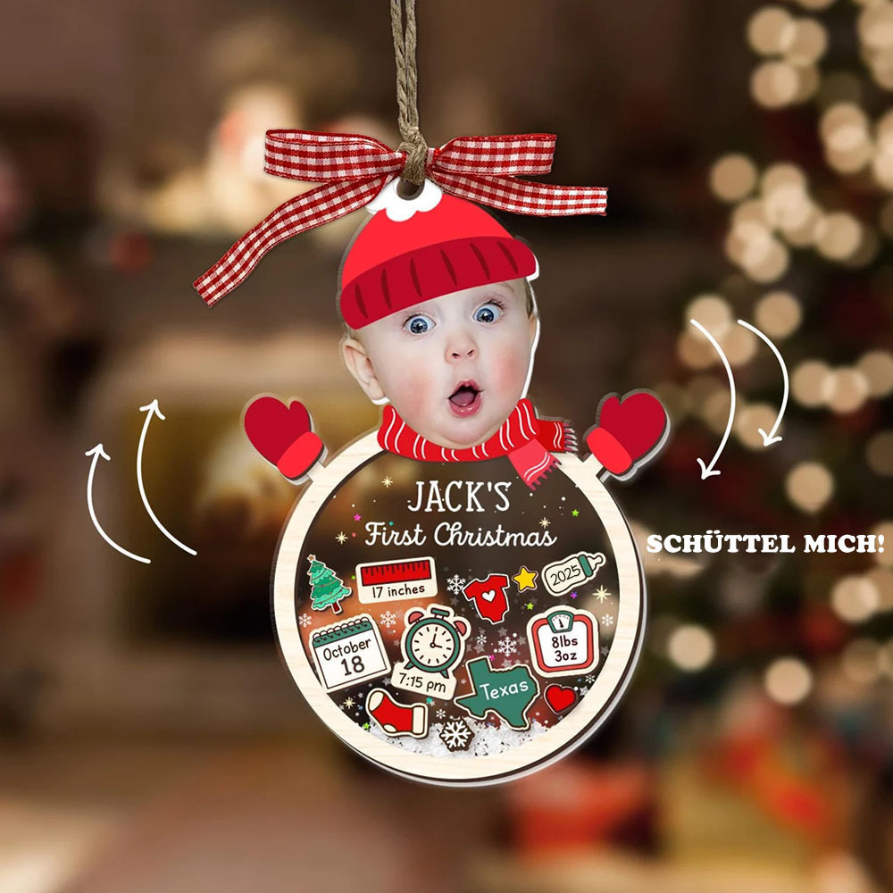 Personalisierte Weihnachtskugel Mit Babyfoto 4D Wackel Geburtsschmuck Erstes Weihnachten