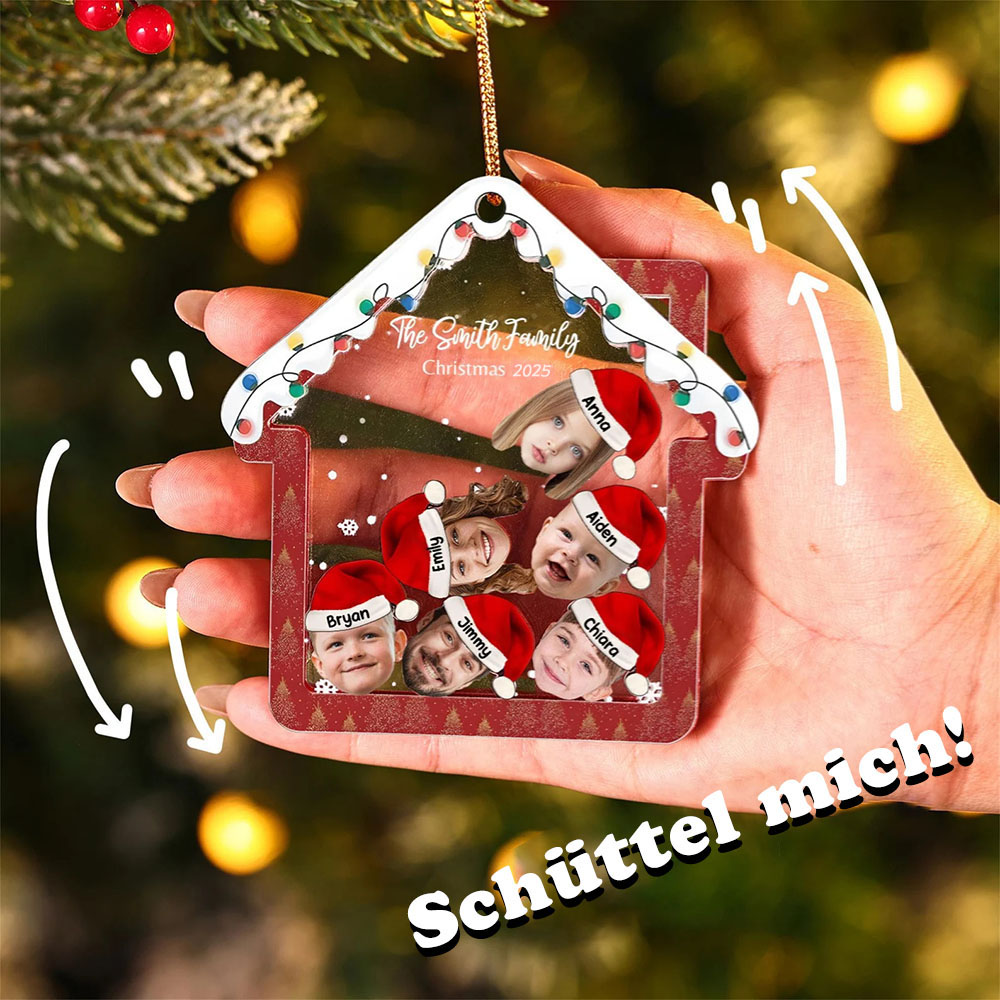Personalisierter Familienfoto und Name 4D Wackelkopf Ornament Weihnachtsmann Weihnachtsbaum Andenken Geschenk 2025