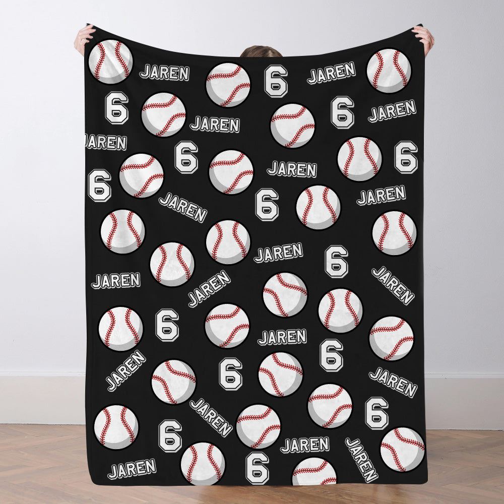 Personalisierte Baseballdecke Mit Namen Und Nummer Individuelles Geschenk Für Sohn Und Vater