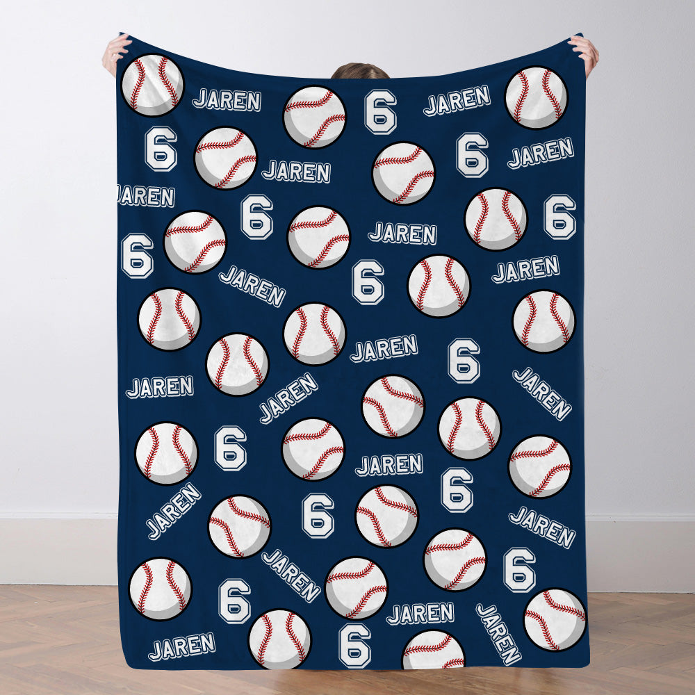 Personalisierte Baseballdecke Mit Namen Und Nummer Individuelles Geschenk Für Sohn Und Vater