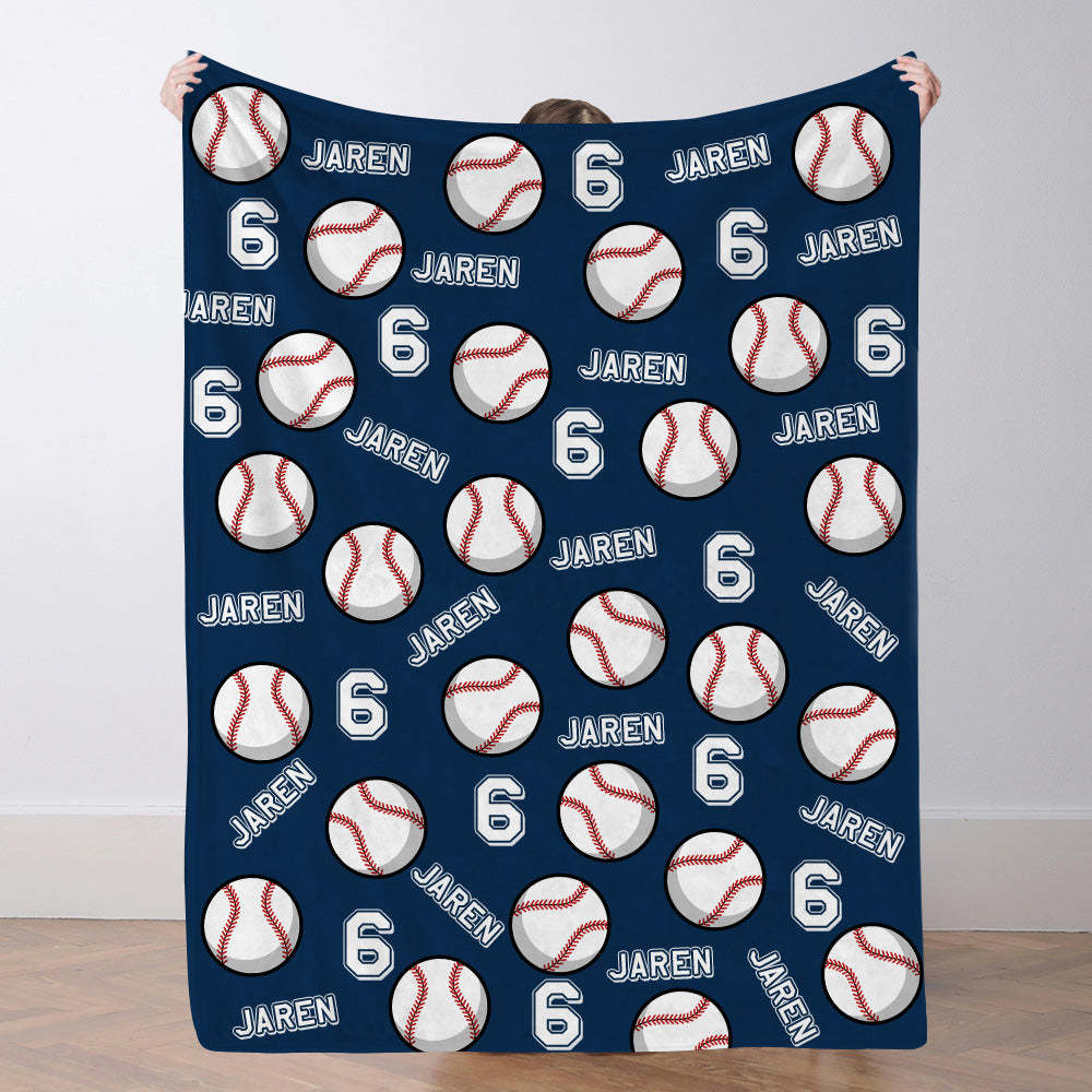 Personalisierte Baseballdecke Mit Namen Und Nummer Individuelles Geschenk Für Sohn Und Vater