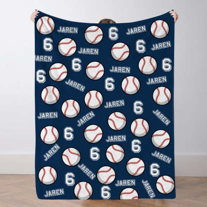 Personalisierte Baseballdecke Mit Namen Und Nummer Individuelles Geschenk Für Sohn Und Vater