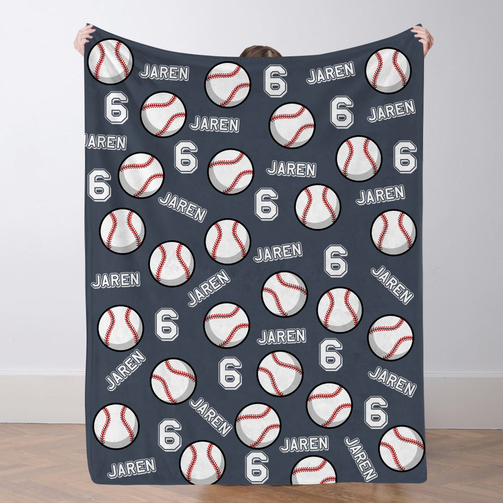 Personalisierte Baseballdecke Mit Namen Und Nummer Individuelles Geschenk Für Sohn Und Vater