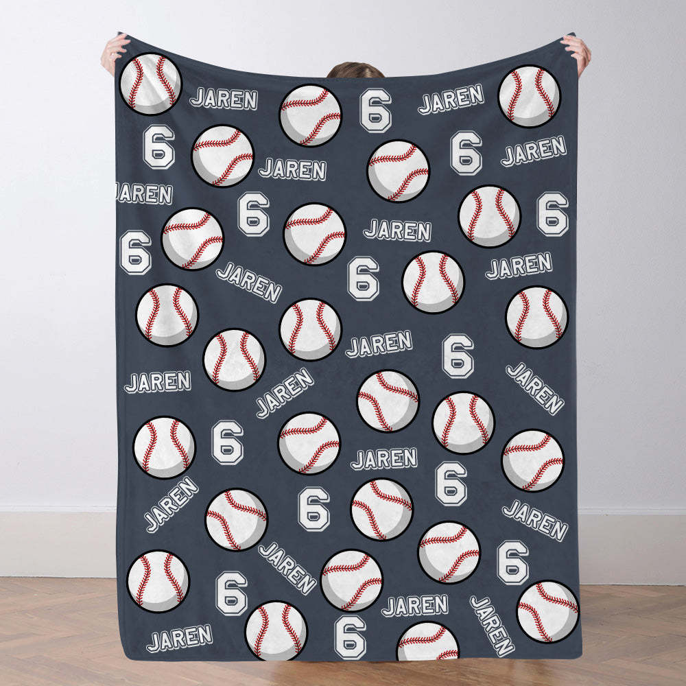 Personalisierte Baseballdecke Mit Namen Und Nummer Individuelles Geschenk Für Sohn Und Vater