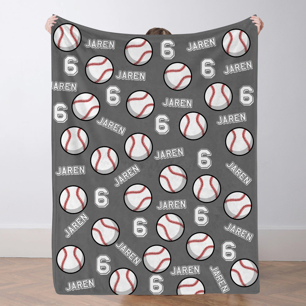 Personalisierte Baseballdecke Mit Namen Und Nummer Individuelles Geschenk Für Sohn Und Vater