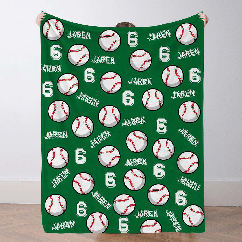 Personalisierte Baseballdecke Mit Namen Und Nummer Individuelles Geschenk Für Sohn Und Vater