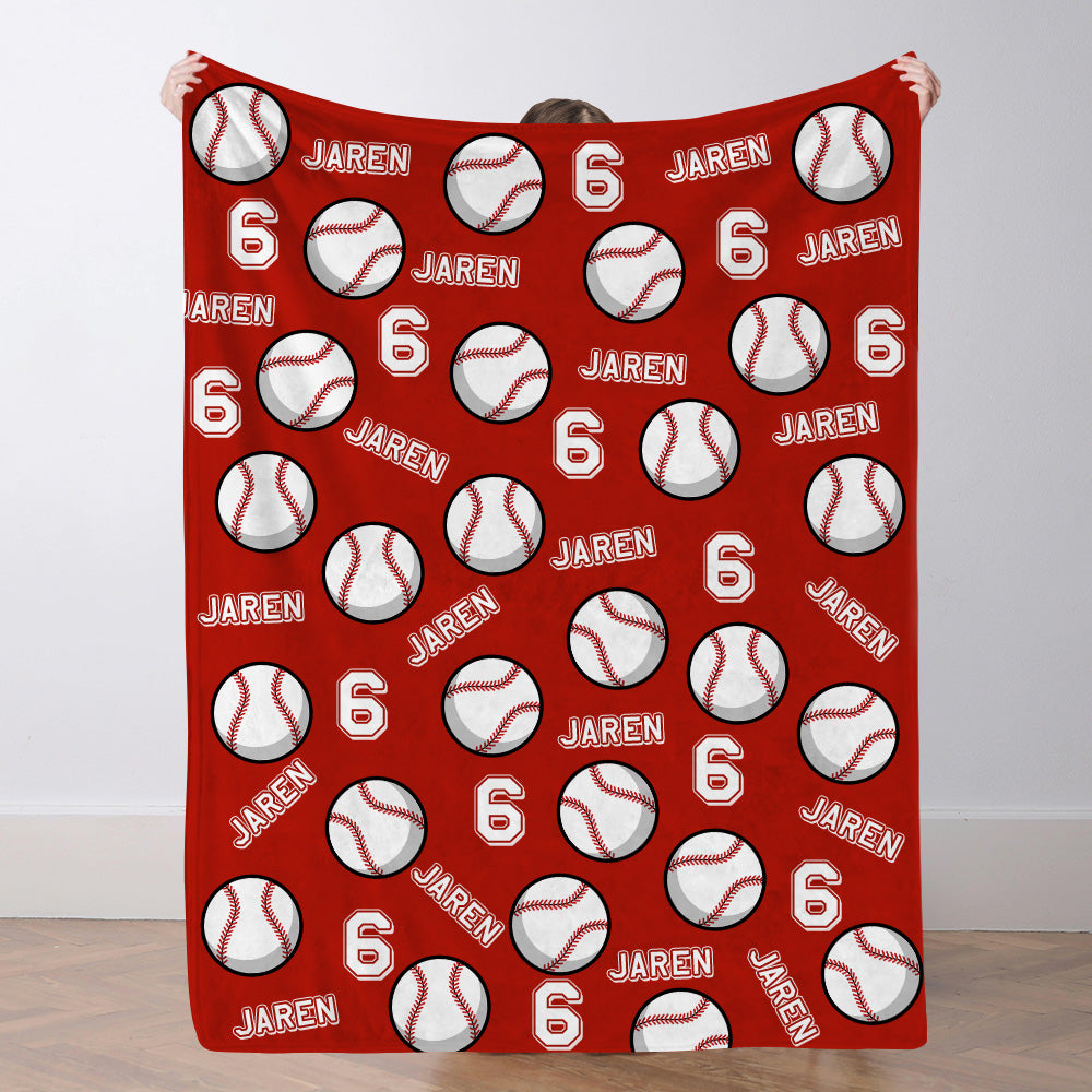 Personalisierte Baseballdecke Mit Namen Und Nummer Individuelles Geschenk Für Sohn Und Vater