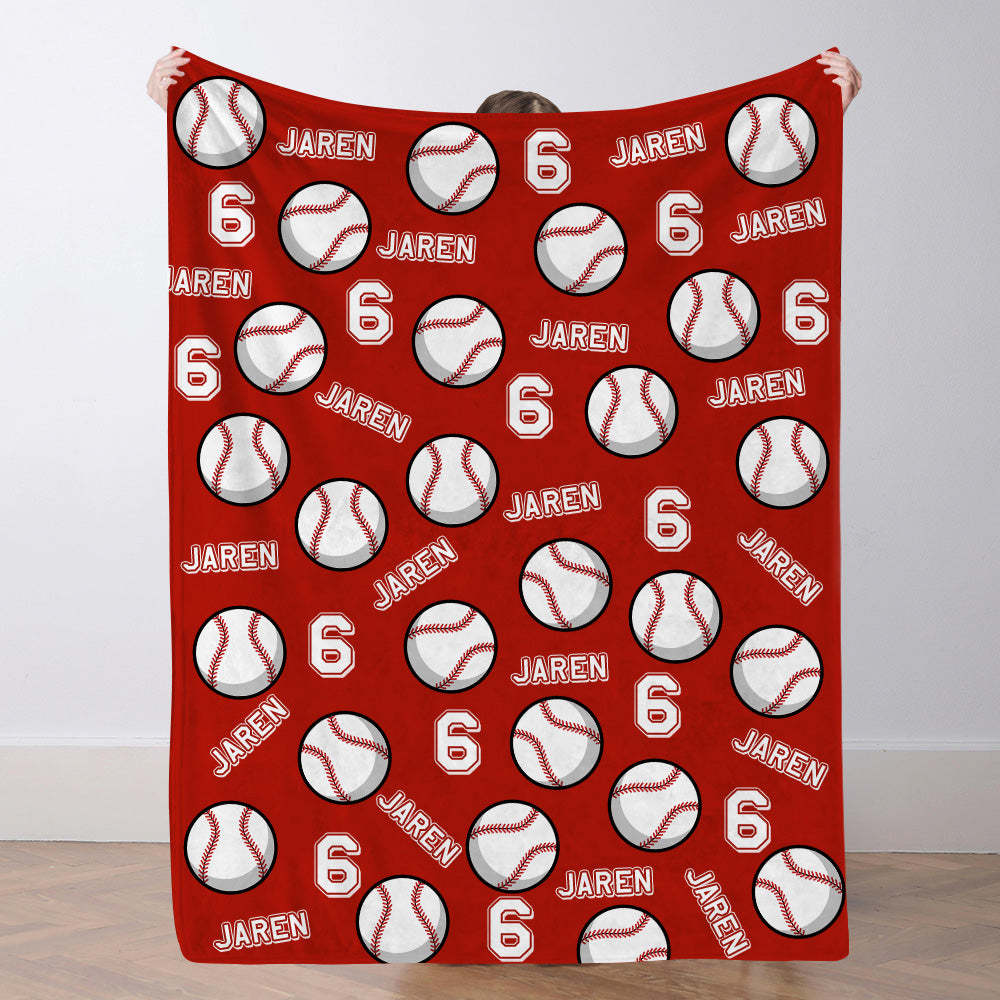 Personalisierte Baseballdecke Mit Namen Und Nummer Individuelles Geschenk Für Sohn Und Vater