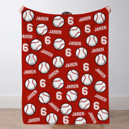 Personalisierte Baseballdecke Mit Namen Und Nummer Individuelles Geschenk Für Sohn Und Vater