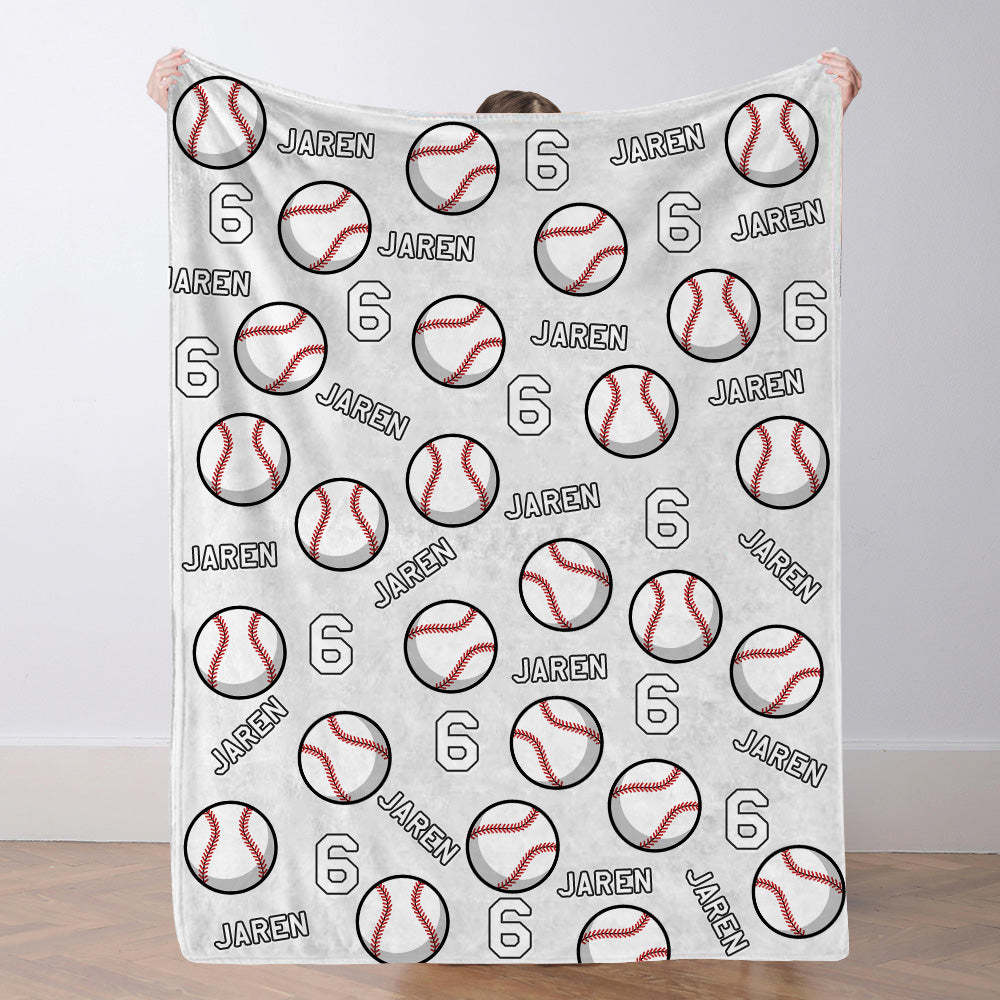 Personalisierte Baseballdecke Mit Namen Und Nummer Individuelles Geschenk Für Sohn Und Vater