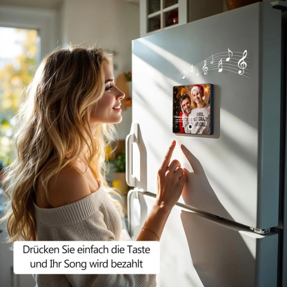 Personalisierter Kühlschrankmagnet mit Foto und Liebessong zum direkten Abspielen