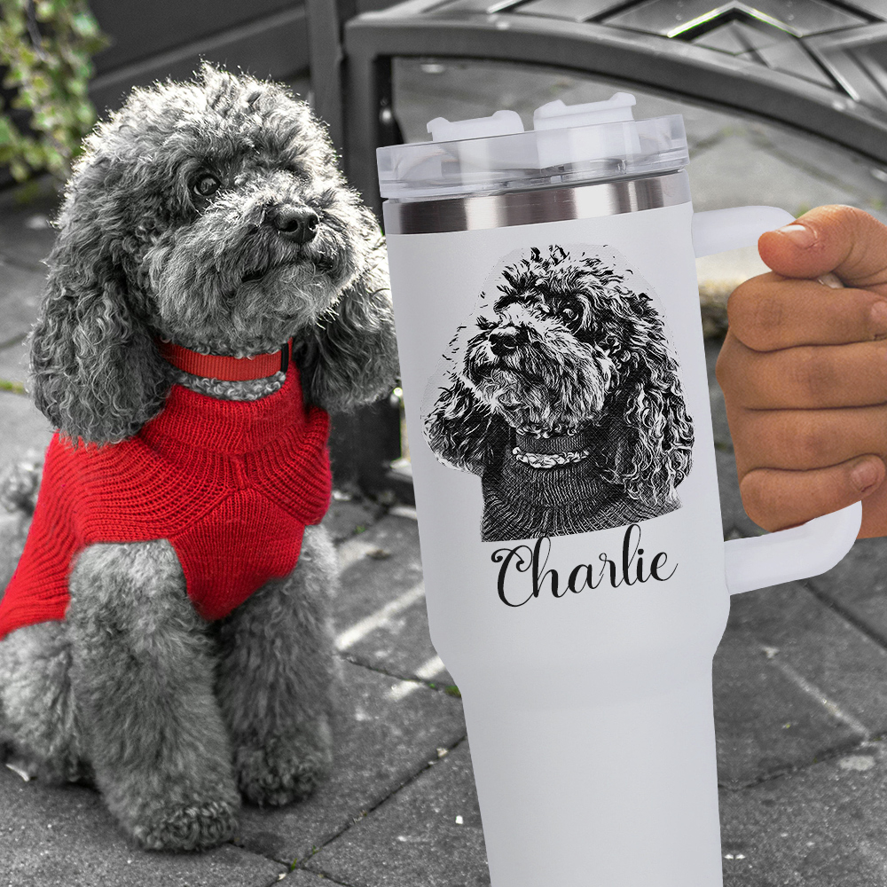 Personalisierter Edelstahl Tumbler mit Griff 1,2L Foto Becher