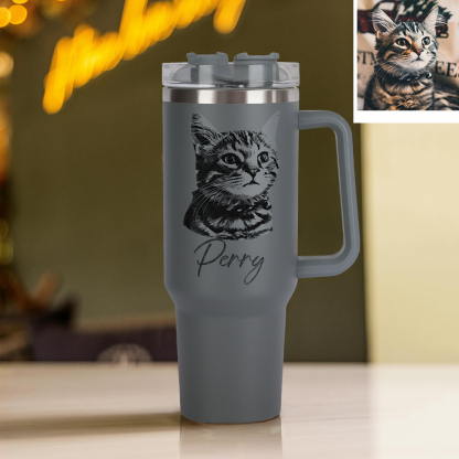 Personalisierter Edelstahl Tumbler mit Griff 1,2L Foto Becher