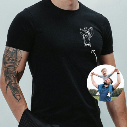Personalisiertes Vatertag Shirt Mit Linienzeichnung Porträt Nach Foto Geschenk Für Papa