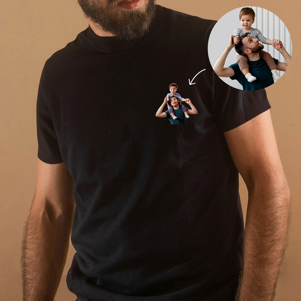 Personalisiertes Vatertag Shirt Mit Linienzeichnung Porträt Nach Foto Geschenk Für Papa