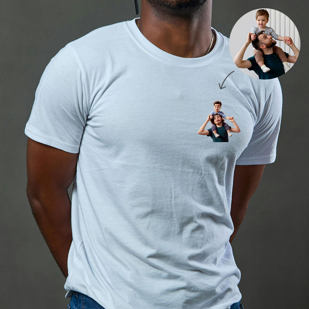 Personalisiertes Vatertag Shirt Mit Linienzeichnung Porträt Nach Foto Geschenk Für Papa