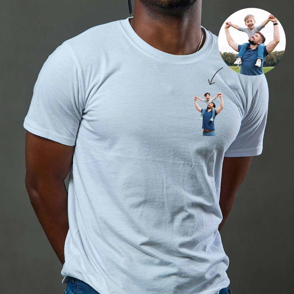 Personalisiertes Vatertag Shirt Mit Linienzeichnung Porträt Nach Foto Geschenk Für Papa