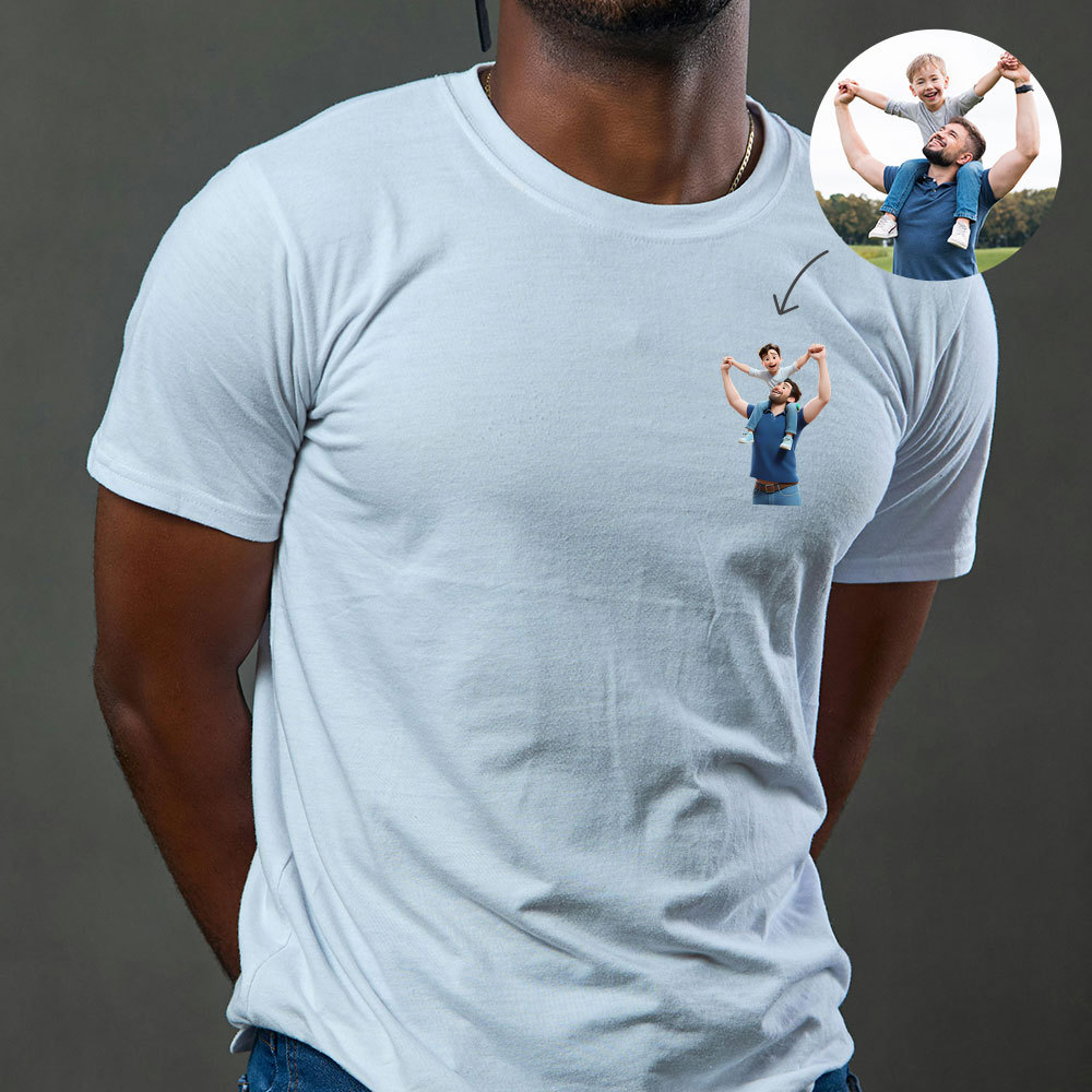 Personalisiertes Vatertag Shirt Mit Linienzeichnung Porträt Nach Foto Geschenk Für Papa