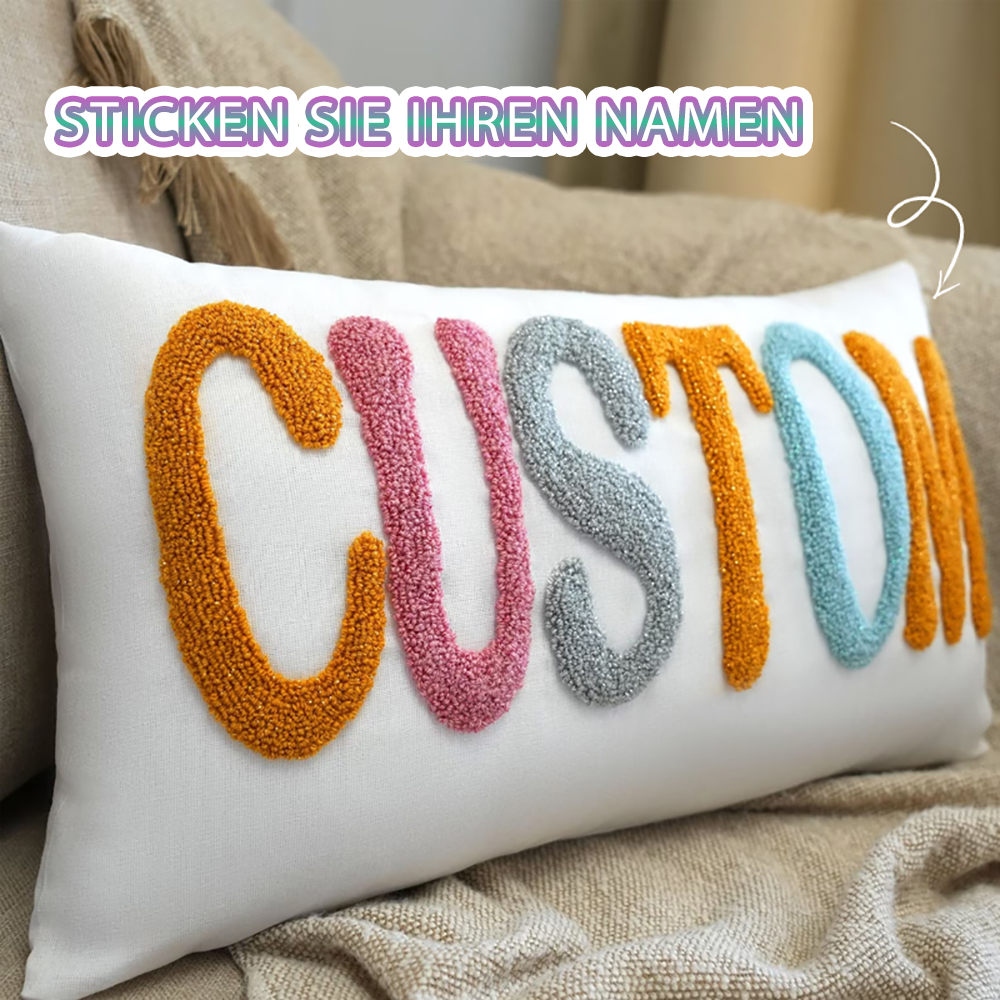 Handgemachtes Personalisiertes Namenskissen Punch Needle Bestickt Baby Mädchen Kissen Geschenk