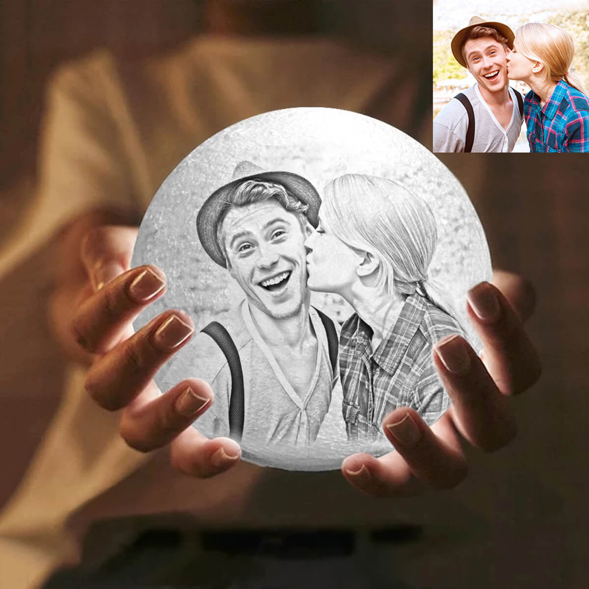 Personalisierte Mondlampe mit Foto 3D Gravierte Mondlicht