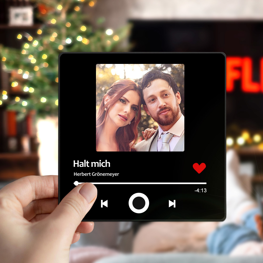 Personalisierter Kühlschrankmagnet mit Foto und Liebessong zum direkte