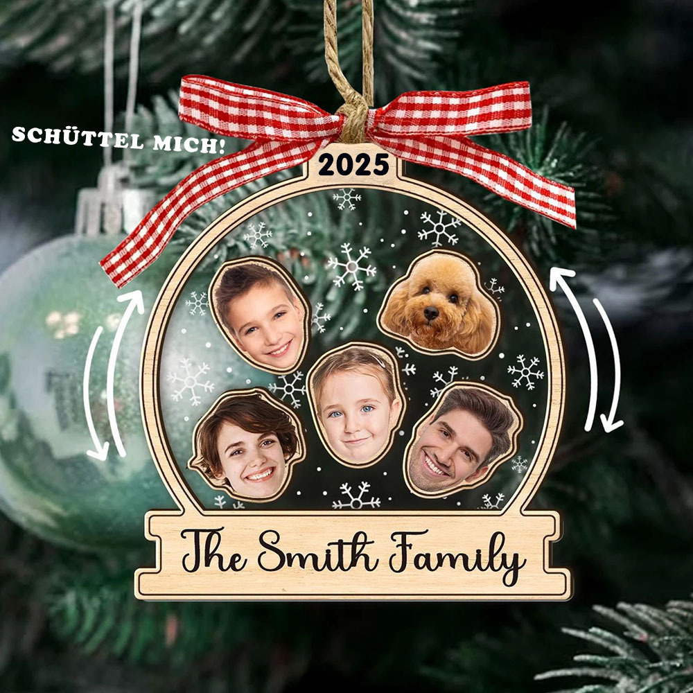 Personalisierter Familiengesicht Foto 4D Wackelkopf Ornament Weihnachtsmann Weihnachtsbaum Andenken Geschenk 2025
