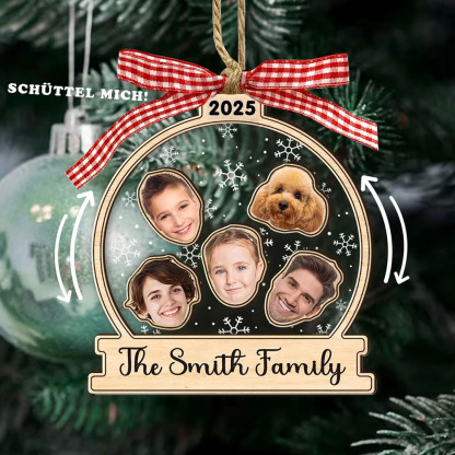 Personalisierter Familiengesicht Foto 4D Wackelkopf Ornament Weihnachtsmann Weihnachtsbaum Andenken Geschenk 2025