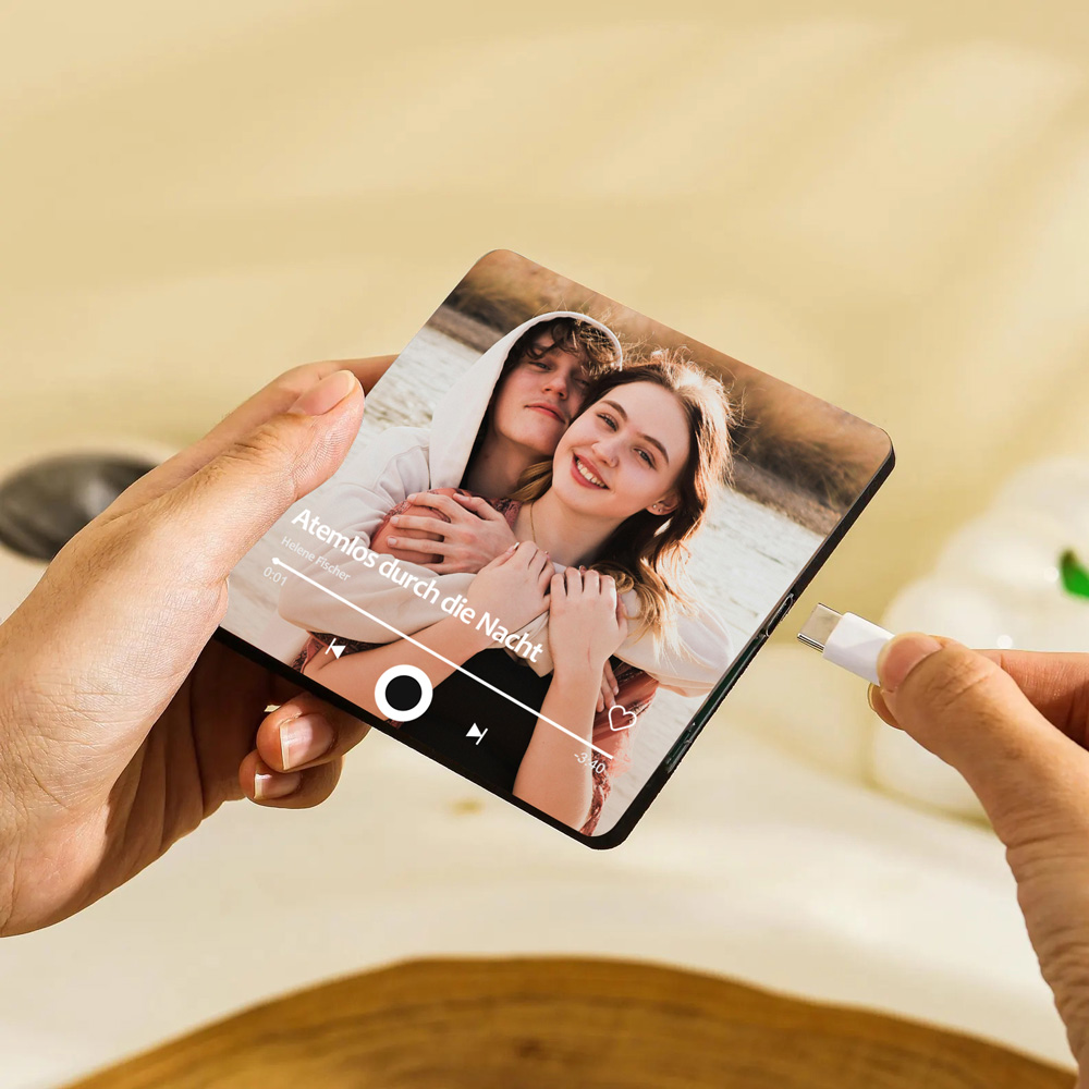 Personalisierter Kühlschrankmagnet mit Foto und Liebessong zum direkten Abspielen