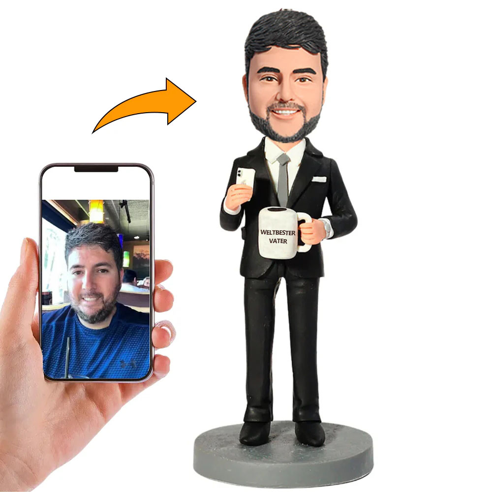 Handgemachter Personalisierter Wackelkopf Geschäftsmann Geschenk für Papa