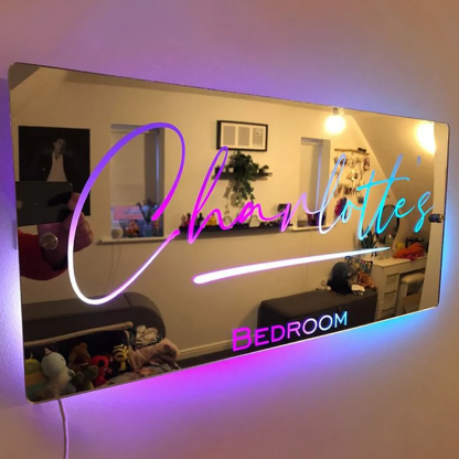 Personalisierter Neon Namensspiegel LED Beleuchtetes Wandschild Schlafzimmer Dekoration