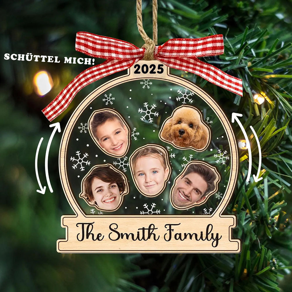Personalisierter Familiengesicht Foto 4D Wackelkopf Ornament Weihnachtsmann Weihnachtsbaum Andenken Geschenk 2025