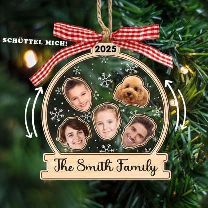 Personalisierter Familiengesicht Foto 4D Wackelkopf Ornament Weihnachtsmann Weihnachtsbaum Andenken Geschenk 2025