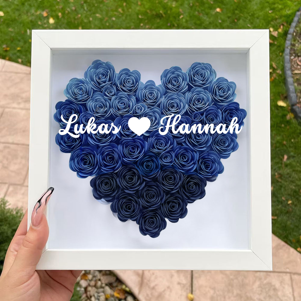 Jahrestagsgeschenk Für Freundin Personalisierte Blumen-Schattenbox Mit Text Trockenrosen Bilderrahmen Für Freundin